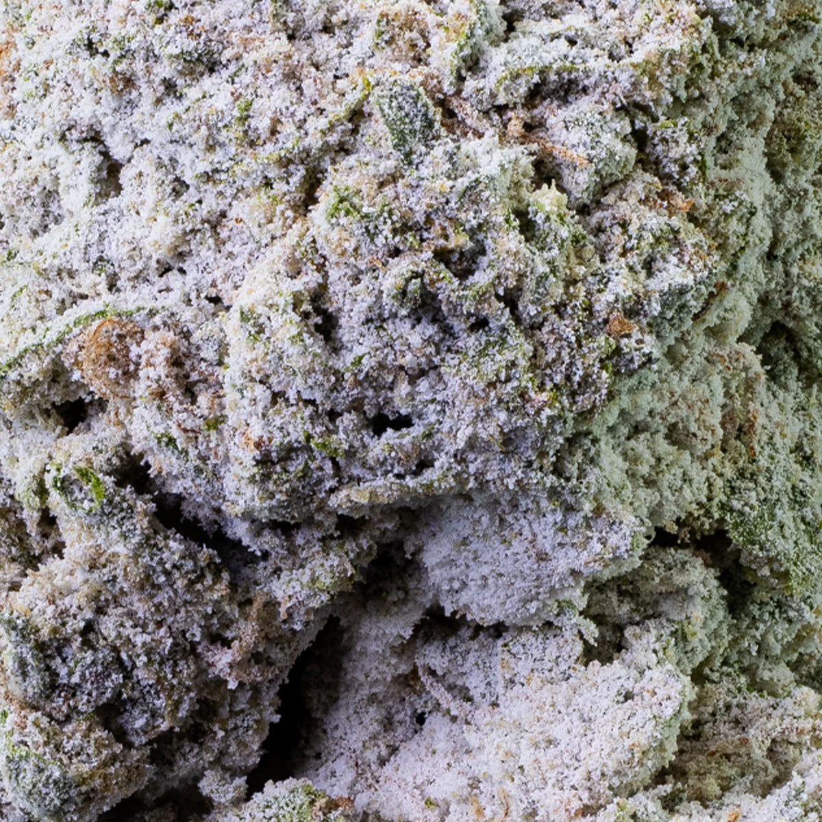 Frostet Banana Kush THCA topskud med kompakt struktur